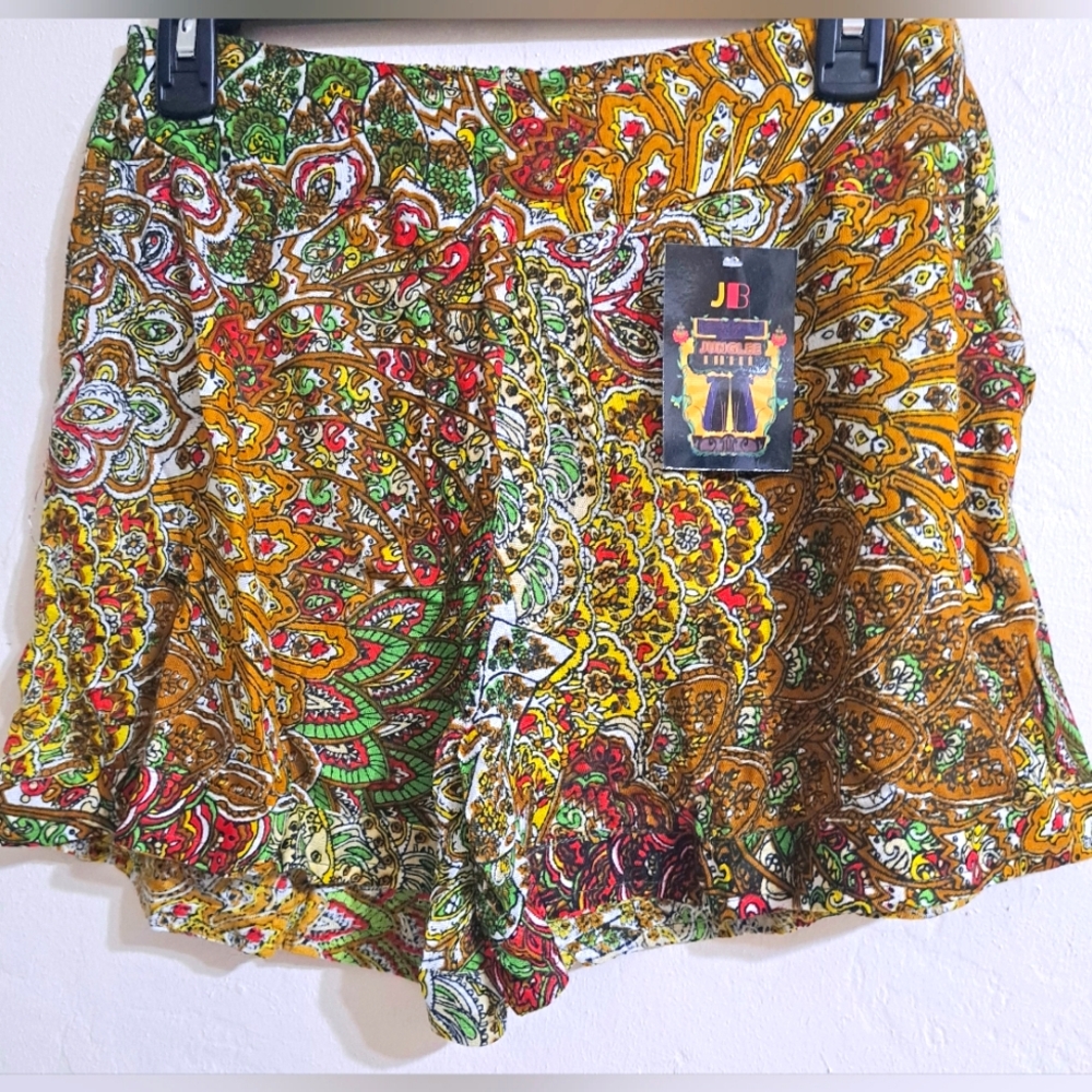 Junglee Billee JB Paisley Shorts Pockets Runched Lightweight Rayon India NWT